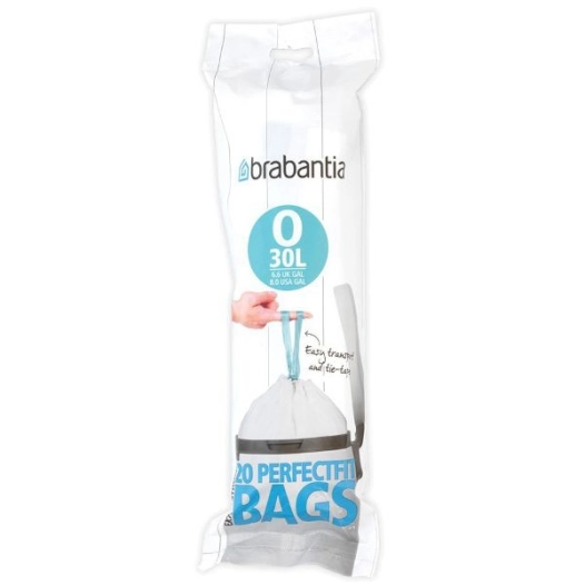 rouleau de 20 sacs poubelle code o - 30 l - perfect fit - brabantia