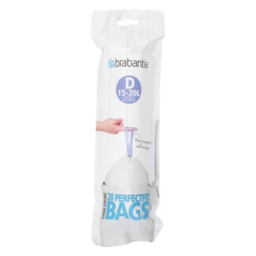 rouleau de 20 sacs poubelle code d - 15/20 l - perfect fit - brabantia