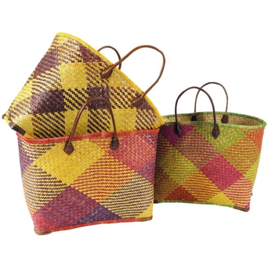 panier en palmier avec 2 anses simili cuir - aubry gaspard