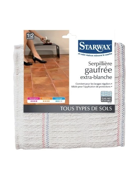 Serpillière gaufrée extra blanche 50 x 100