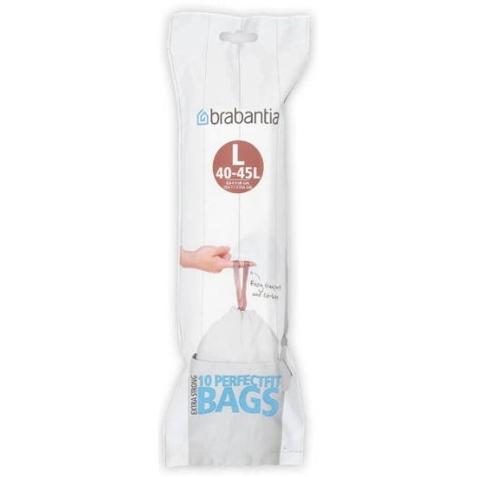 rouleau de 10 sacs poubelle code l - 45 l - perfect fit - brabantia