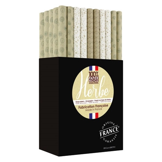 papier cadeau 2x0.70m box 50 rouleaux green assortis - papeterie du poitou