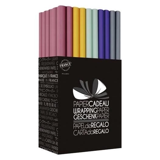 papier cadeau 2x0.70m box 50 rouleaux kraft couleur - papeterie du poitou