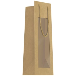 sac cadeau bouteille kraft+fenetre 11x39cm - papeterie du poitou