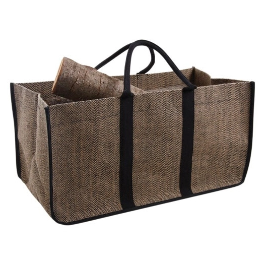 sac à bûches 65cm en jute motif chevrons - aubry gaspard