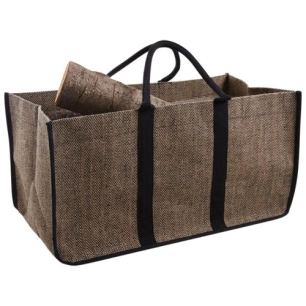 sac à bûches 65cm en jute motif chevrons - aubry gaspard