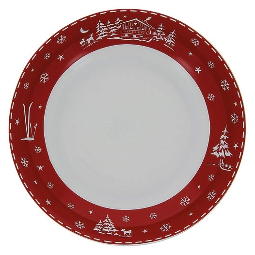 6 assiette creuse en porcelaine - chalet rouge 20.5 cm - table et cook