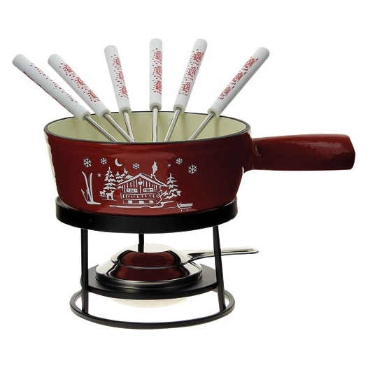 service à fondue - chalet rouge - table et cook
