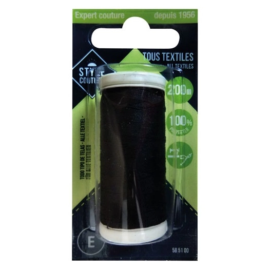 3 fil polyester 200m noir - style couture