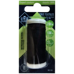 3 fil polyester 200m noir - style couture