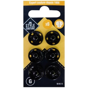 bouton pression noir 15mm x6 - style couture