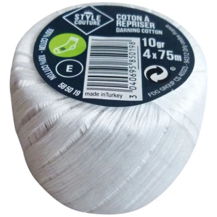 coton à repriser blanc 10gr - style couture