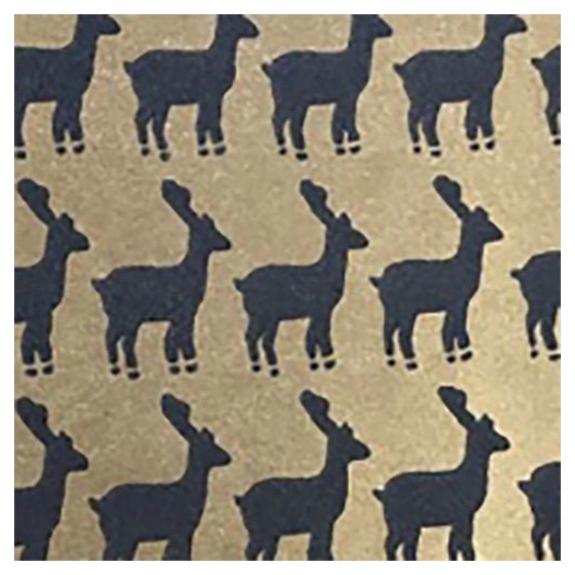 rouleau papier cadeau fond doré rennes noirs - cent pour cyan