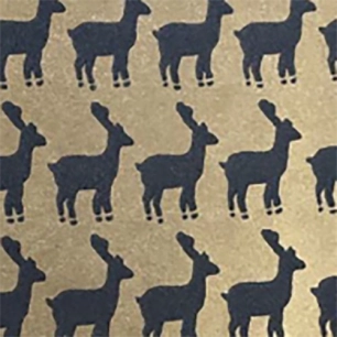 rouleau papier cadeau fond doré rennes noirs - cent pour cyan