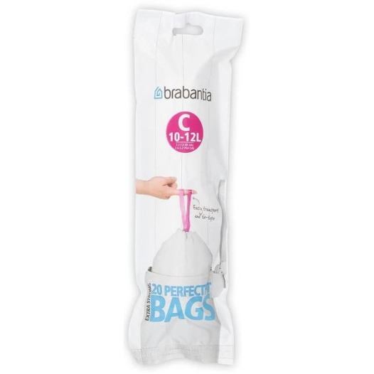 rouleau de 20 sacs poubelle code c - 10/12 l - perfect fit - brabantia