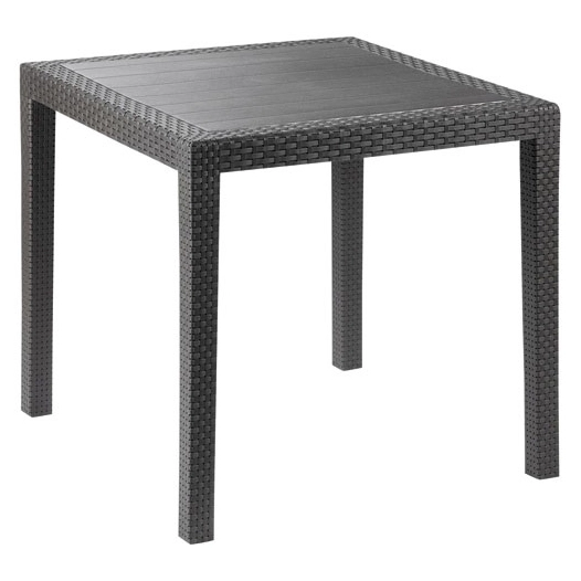 table king carrée aspect tresse dim.79x79x72cm anthracite - ipae progarden