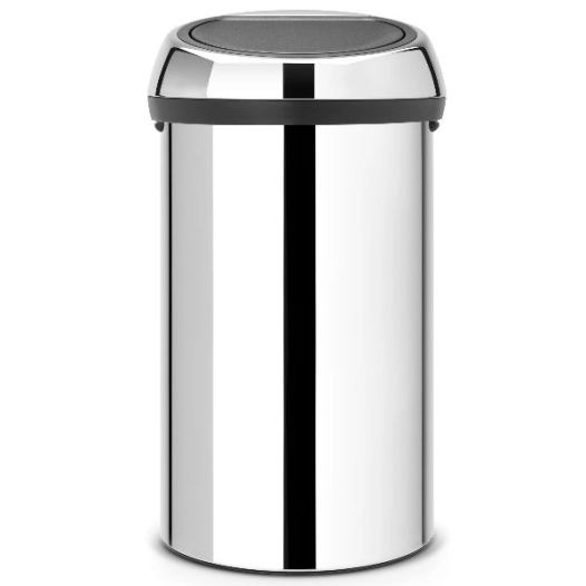 poubelle 60 l brillant steel - touch bin - brabantia