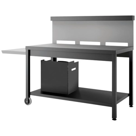 table roulante crédence acier noir et gris clair pour plancha - forge adour