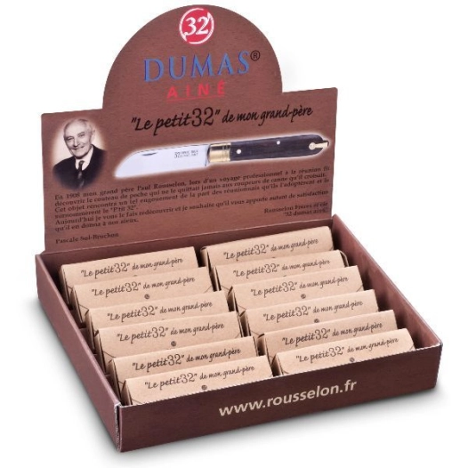 présentoir 12 couteaux de poche 8 cm - le petit 32 - 32 dumas - rousselon dumas sabatier