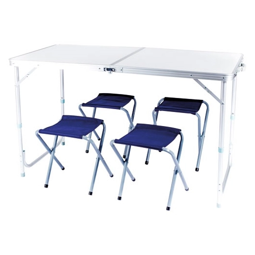 table valise avec 4 sièges aluminium 120x60x70cm - cao