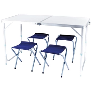 table valise avec 4 sièges aluminium 120x60x70cm - cao