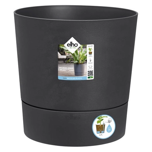 pot greensense aqua care rond 35cm gris charbon - elho