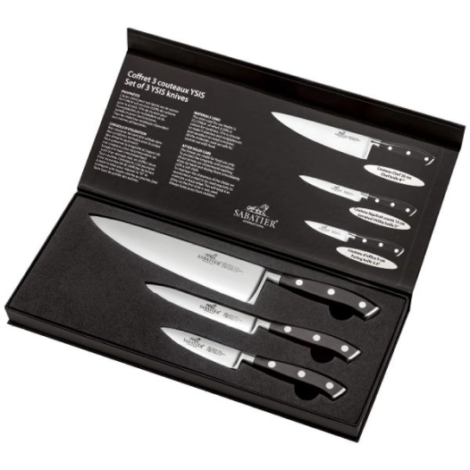 coffret 3 couteaux de cuisine - ysis - sabatier - rousselon dumas sabatier