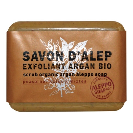 savonnette d'alep exfoliante à l'argan bio 100 g - aleppo soap