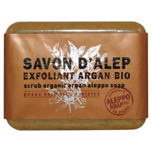 savonnette d'alep exfoliante à l'argan bio 100 g - aleppo soap
