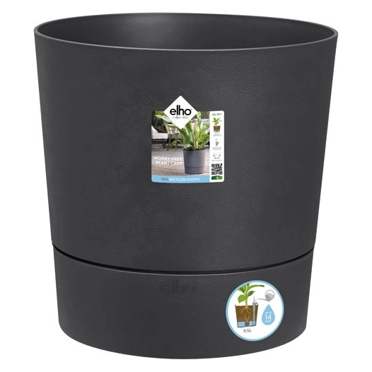 pot greensense aqua care rond 43cm gris charbon - elho