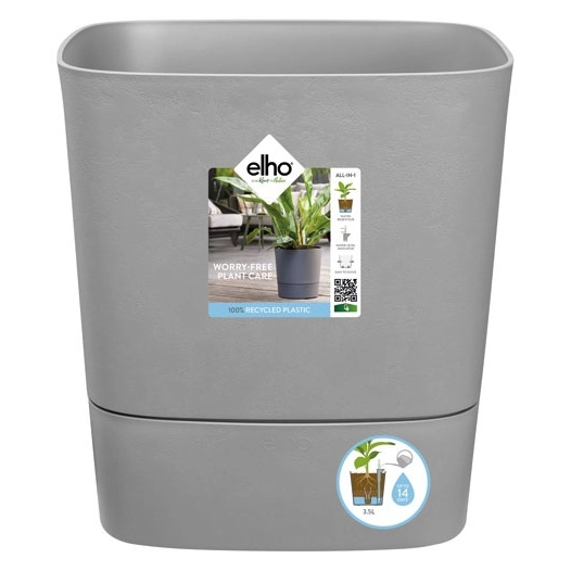pot greensense aqua care carré 30cm ciment clair - elho
