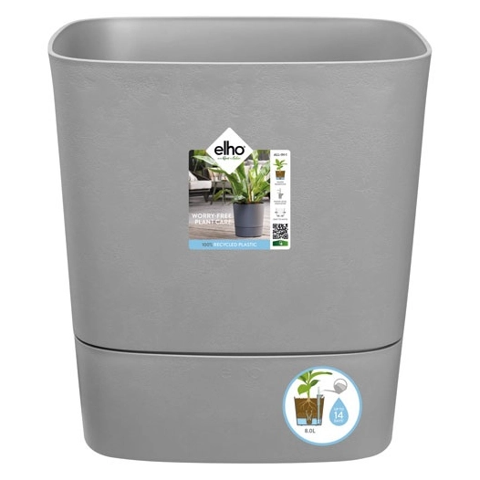 pot greensense aqua care carré 38cm ciment clair - elho