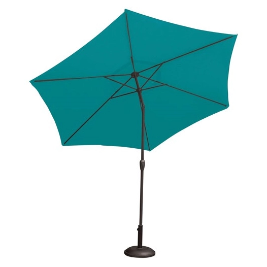 parasol droit mat alu 38mm manivelle diam.300cm bleu canard - ozalide
