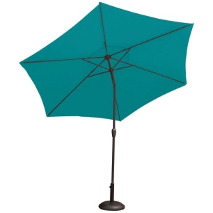 parasol droit mat alu 38mm manivelle diam.300cm bleu canard - ozalide