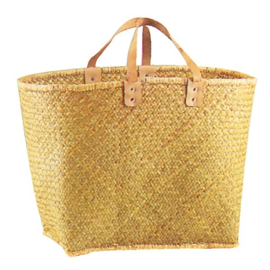 cabas en palmier anses en cuir d50x30x34 - aubry gaspard