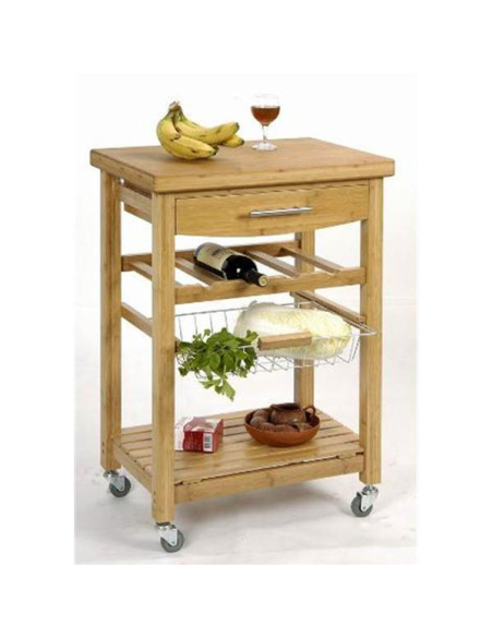 Desserte Bambou Venise Rangement mobile en bambou durable - DM CREATION