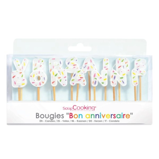 lot de 15 bougies - bon anniversaire - scrapcooking