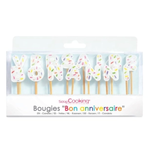 lot de 15 bougies - bon anniversaire - scrapcooking