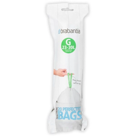 rouleau de 20 sacs poubelle code g - 23/30 l - perfect fit - brabantia