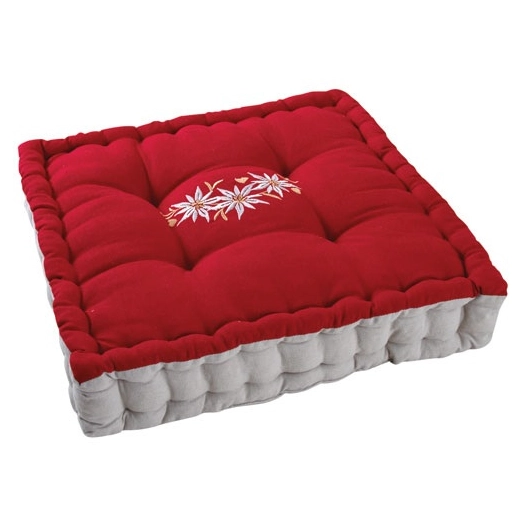 coussin édelweiss coton et lin 40x40cm rouge - aubry gaspard