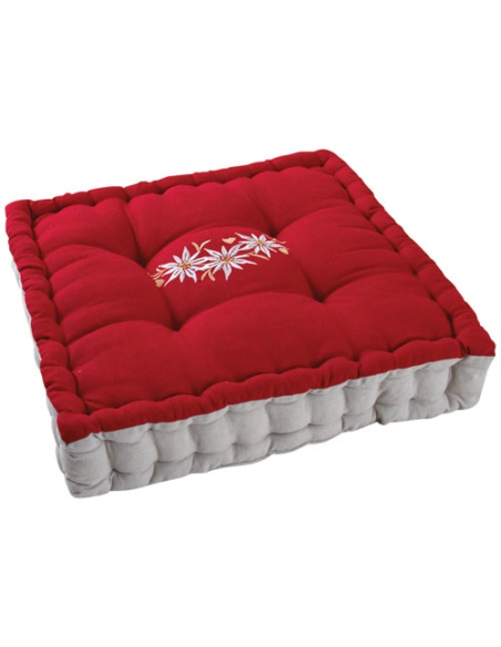 Coussin Édelweiss Rouge Coton & Lin, 40x40cm, Motif Édelweiss - aubry gaspard
