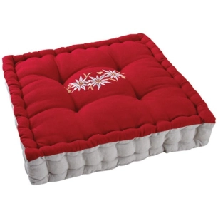 coussin édelweiss coton et lin 40x40cm rouge - aubry gaspard