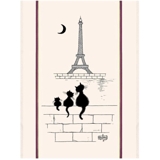 torchon 60 x 80 cm beige chats tour eiffel - dubout - winkler