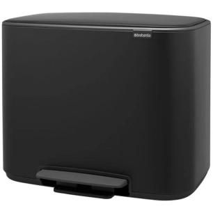poubelle à pédale 11 + 23 l matt black - bo - brabantia