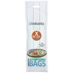 sacs poubelle compostables 10-12 litres, 10 sacs par rouleau - perfectfit x - brabantia