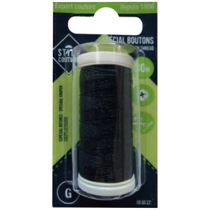 fil polyester noir 30m spécial boutons - style couture
