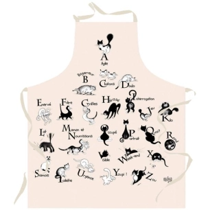 tablier 72 x 85 cm écru abécédaire chat - dubout - winkler