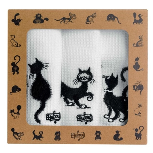 lot de 3 torchons dubout les chats brode - winkler
