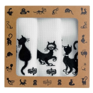 lot de 3 torchons dubout les chats brode - winkler