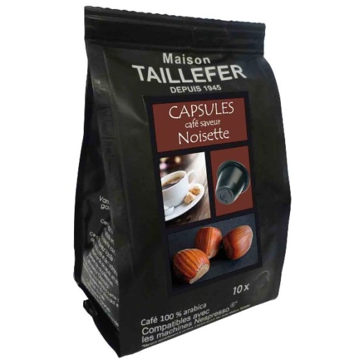 sachet de 10 capsules de café moulu saveur noisette - saveurs - maison taillefer
